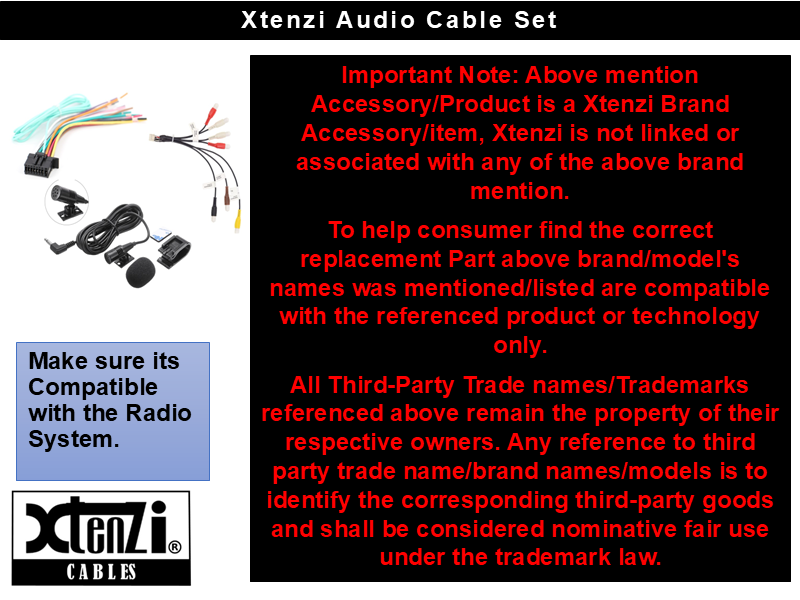Xtenzi Car Audio Cable Set RCA Wire Harness Mic compatible with Pioneer AVH240EX AVH-240EX DMH130BT, DMH240EX, DMH241EX, DMH340EX, DMH341EX, DMH342EX - XT3314