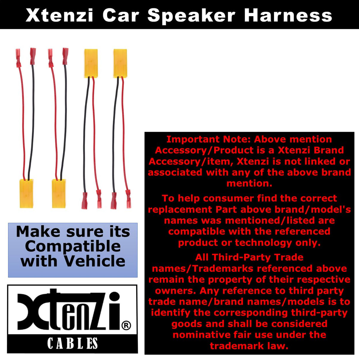 Xtenzi 2 Pair Car Speaker Harness Set Compatible with Ram 2015-2020 Vehicles