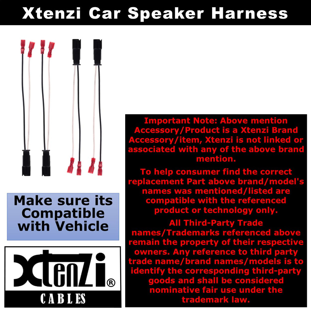Xtenzi 2 Pair Car Audio Speaker Harness Set Compatible with Chevrolet, Dodge, Geo Vehicles