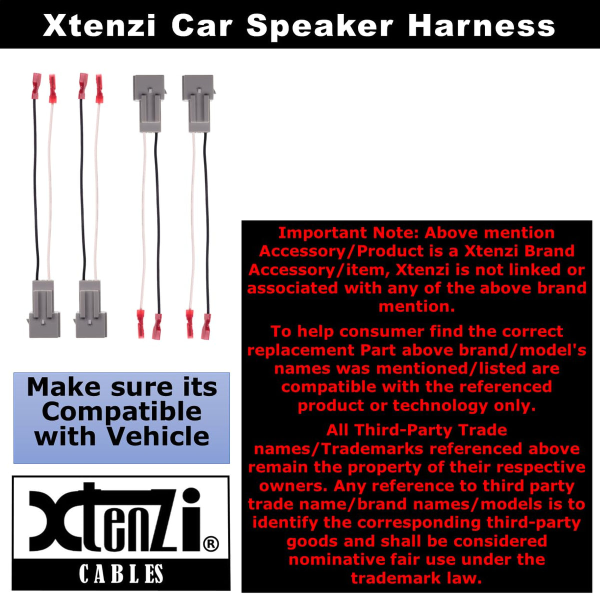 Xtenzi 2 Pair Car Speaker Harness Set Compatible with Ford, Mercury, Mazda Vehicles