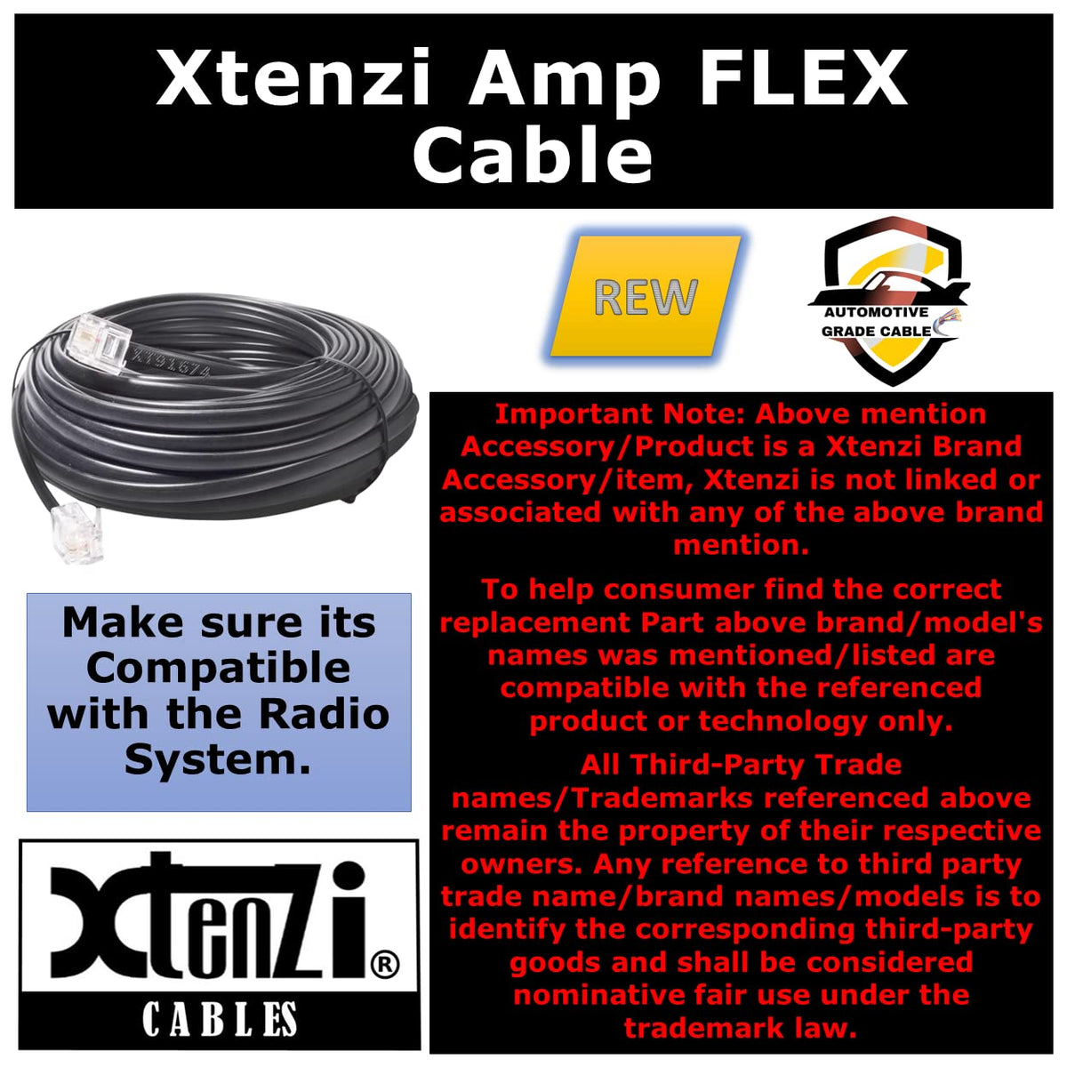 Xtenzi 6Pin Flex Cable XTFC Wire Accessory XT91674 for Amp Remote Bass Knob Compatible with Infinity Reference Amplifiers