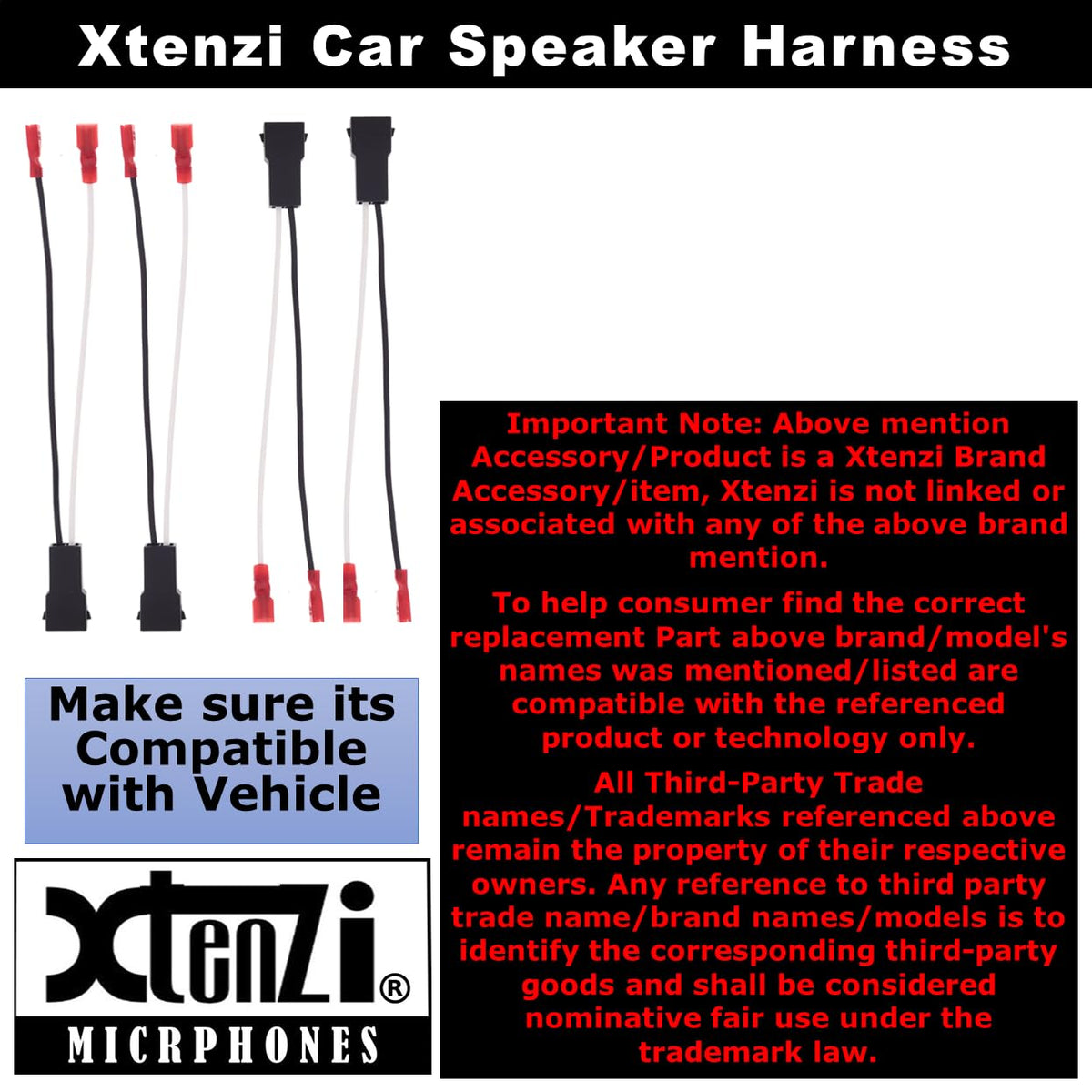 Xtenzi 2 Pair Car Speaker Harness Set Compatible with Audi 1996-2003 Vehicles