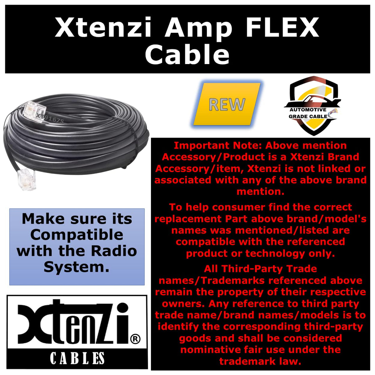 Xtenzi 6Pin Flex Cable XTFC Wire Accessory XT91675 for Amp Remote Bass Knob Compatible with JBL GTO-RBC GTO-3EZ GTO-5EZ Amplifiers