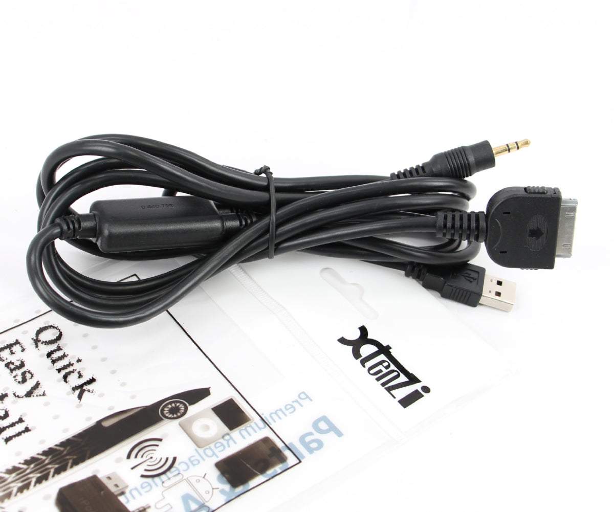 Xtenzi MDI MMI Cable Adapter extra Long 7 Feet Y cable iDrive iPod iPhone iPad OEM USB AUX for BMW MINI COOPER MASERATI Lead wire cord Ref part # 61120440796 & 61120440812