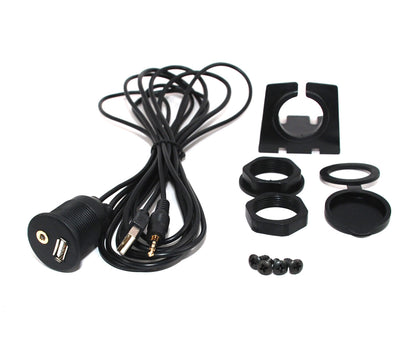 Xtenzi USB & 3.5mm AUX extension Flush Mount 2 Meter Cable , 1/8 AUX Car Bike Boat Motercycle Lead - image 1