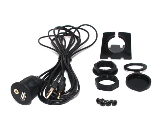 Xtenzi USB & 3.5mm AUX extension Flush Mount 2 Meter Cable , 1/8 AUX Car Bike Boat Motercycle Lead - image 1