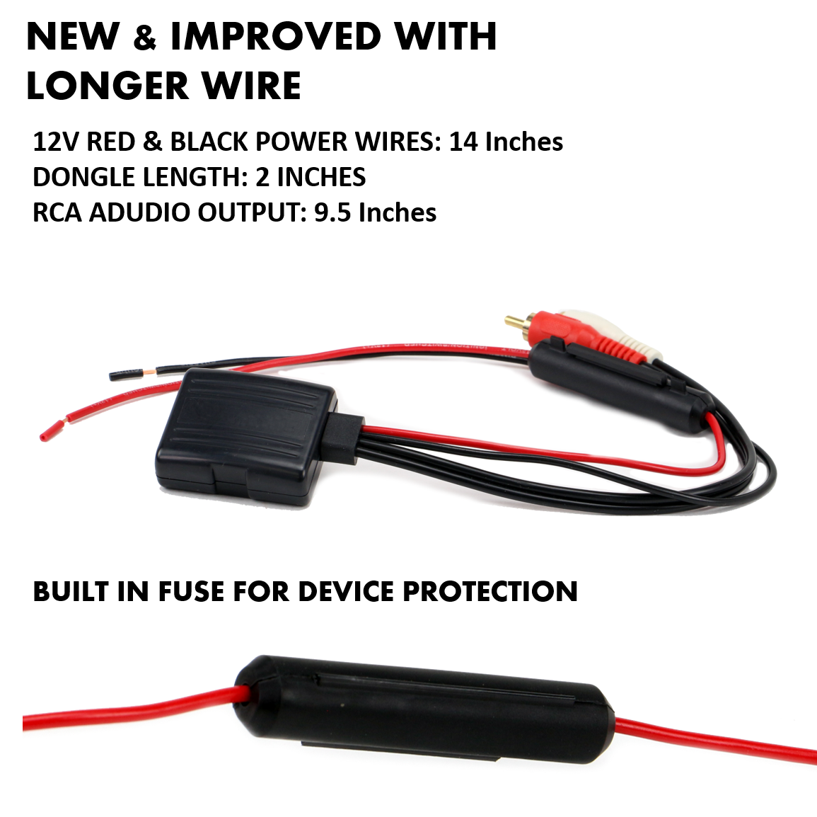 Xtenzi Bluetooth Wireless 12V RCA AUX Adapter, Dongle for Car, Boat & RV Stereo Devices