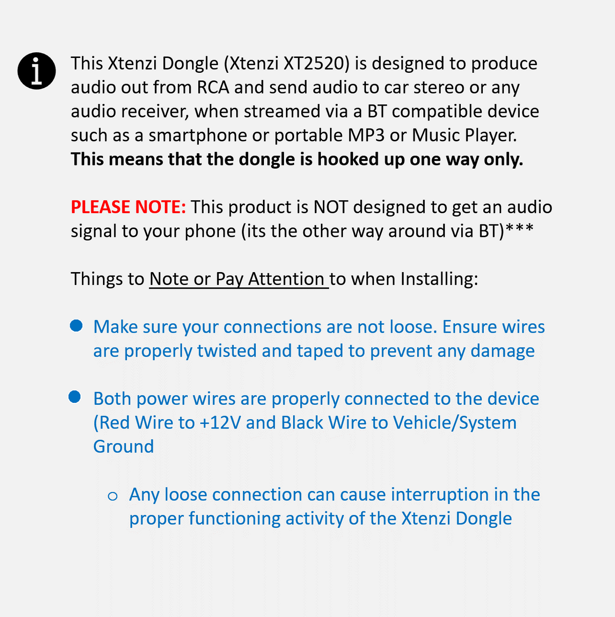 Xtenzi Bluetooth Wireless 12V RCA AUX Adapter, Dongle for Car, Boat & RV Stereo Devices