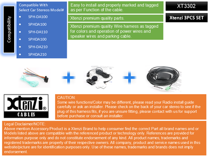 Xtenzi Connection Cable Set for Pioneer SPH-DA210 DA110 DA100 Complete Cables GPS MIC Wire Harness 3PCS Set - image 2