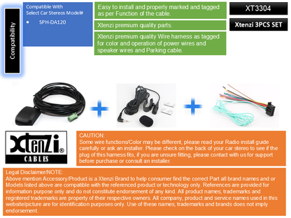 Xtenzi Connection Cable Set for Pioneer APPRadio 4 SPH-DA120 GPS MIC Wire Harness 3PCS Set - image 2