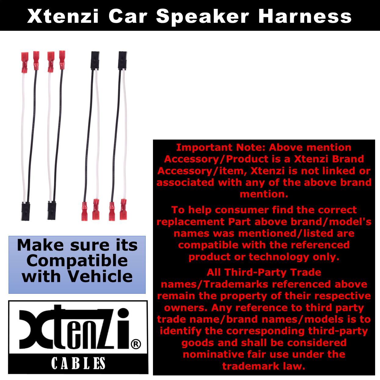 Xtenzi 2 Pair Car Audio Speaker Harness Set for Select Jimmy, Astro Vehicles