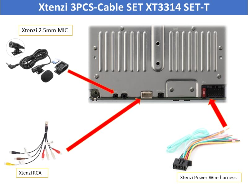 Xtenzi Car Audio Cable Set XT3314 RCA Wire Harness Mic Compatible with Pioneer AVH240EX AVH-240EX DMH130BT, DMH240EX, DMH241EX, DMH340EX, DMH341EX, DMH342EX