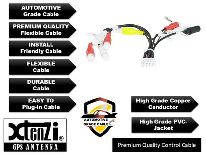 Xtenzi RCA Cord Assembly Harness XT91923 Compatible with Alpine ILXF409 ILXF411 Front Rear Sub with Camera