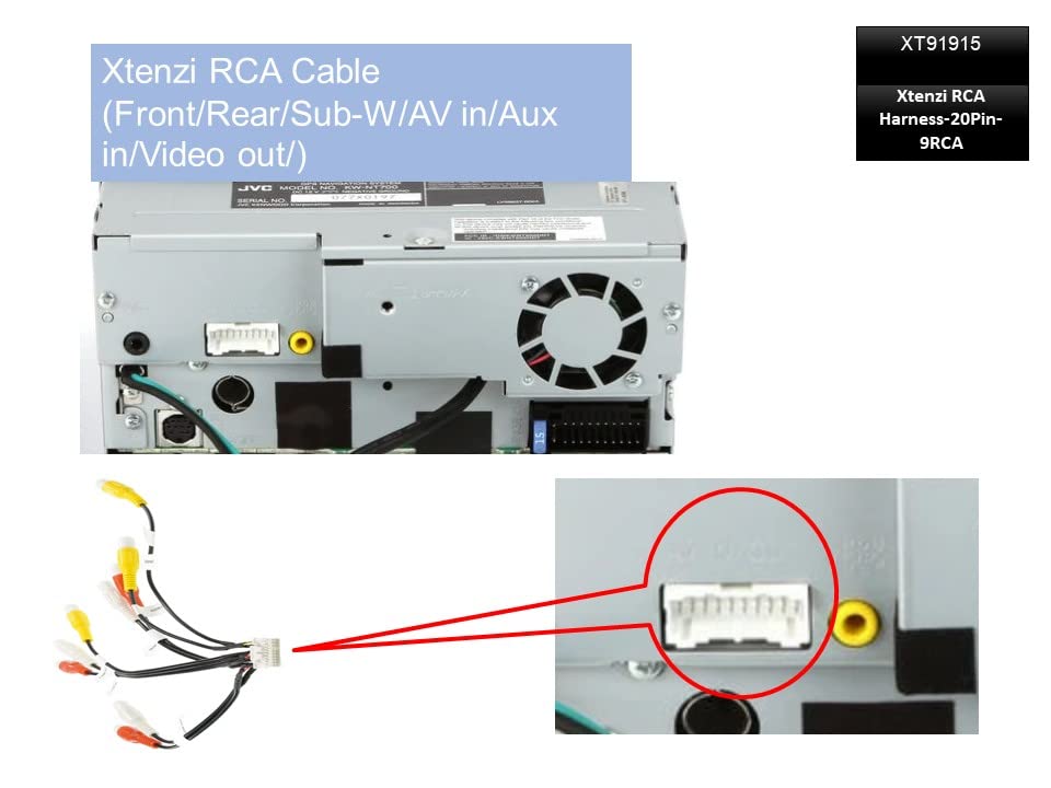 Xtenzi 20Pin AV RCA Cord Assembly Harness Car Audio Video Compatible with JVC Kenwood KW-NT300 KW-NT310 KW-NT500HDT KW-NT510HDT KW-NT700 KW-NT800HDT KW-NT810HDT - XT91915