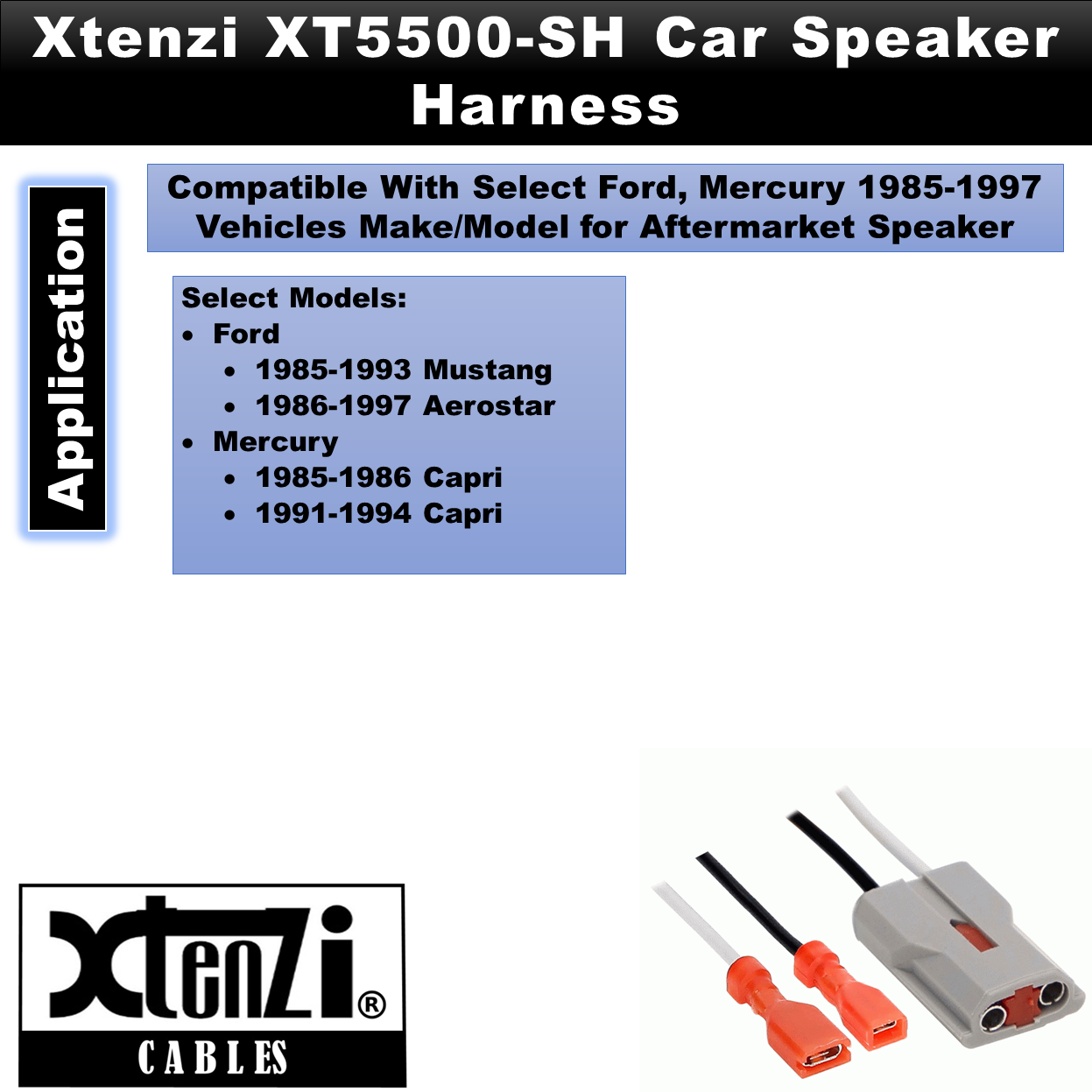Xtenzi 2 Pair Car Audio Speaker Harness Set for Select Ford, Mercury Vehicles