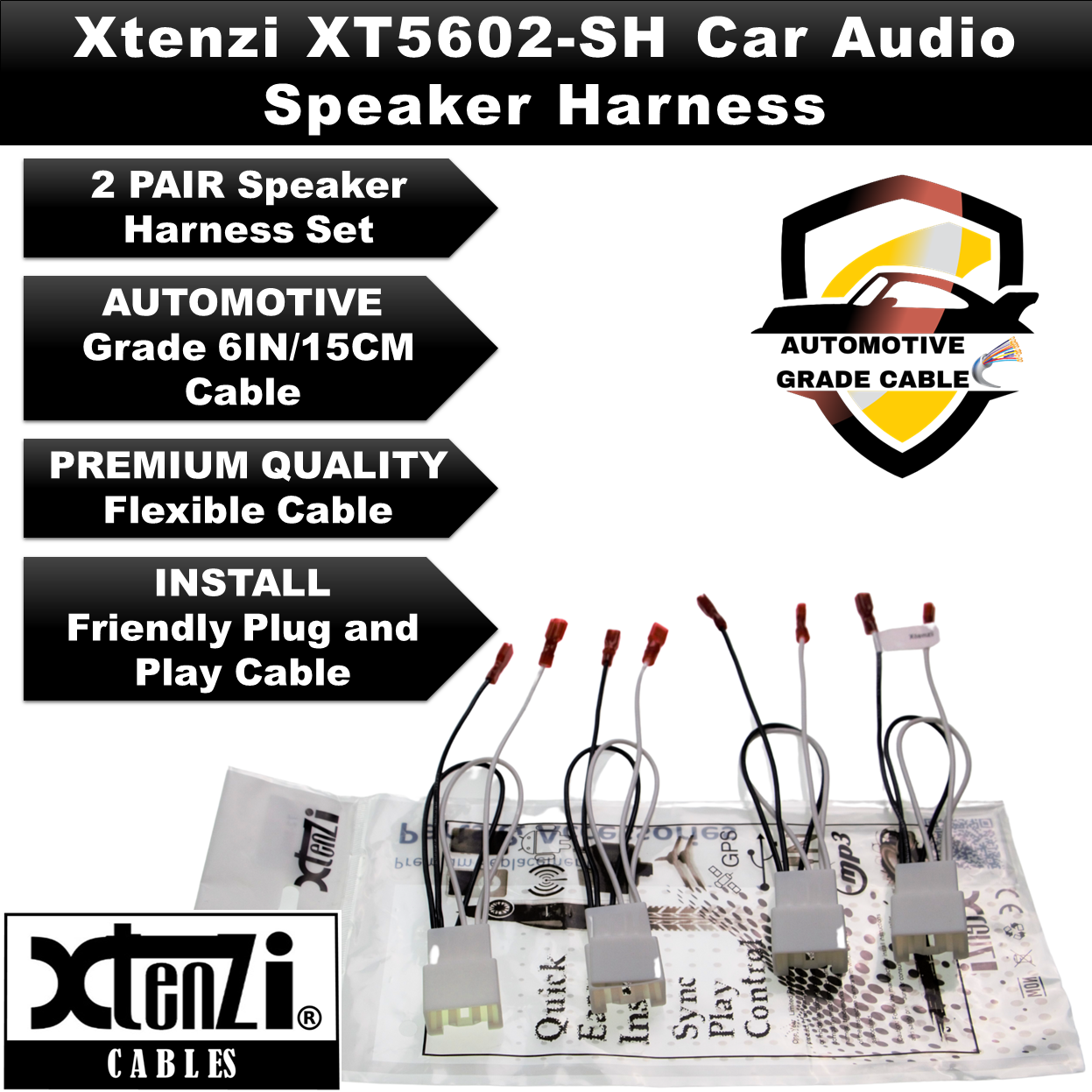 Xtenzi 2 Pair Car Audio Speaker Harness Set for Select Ford and Mazda Vehicles