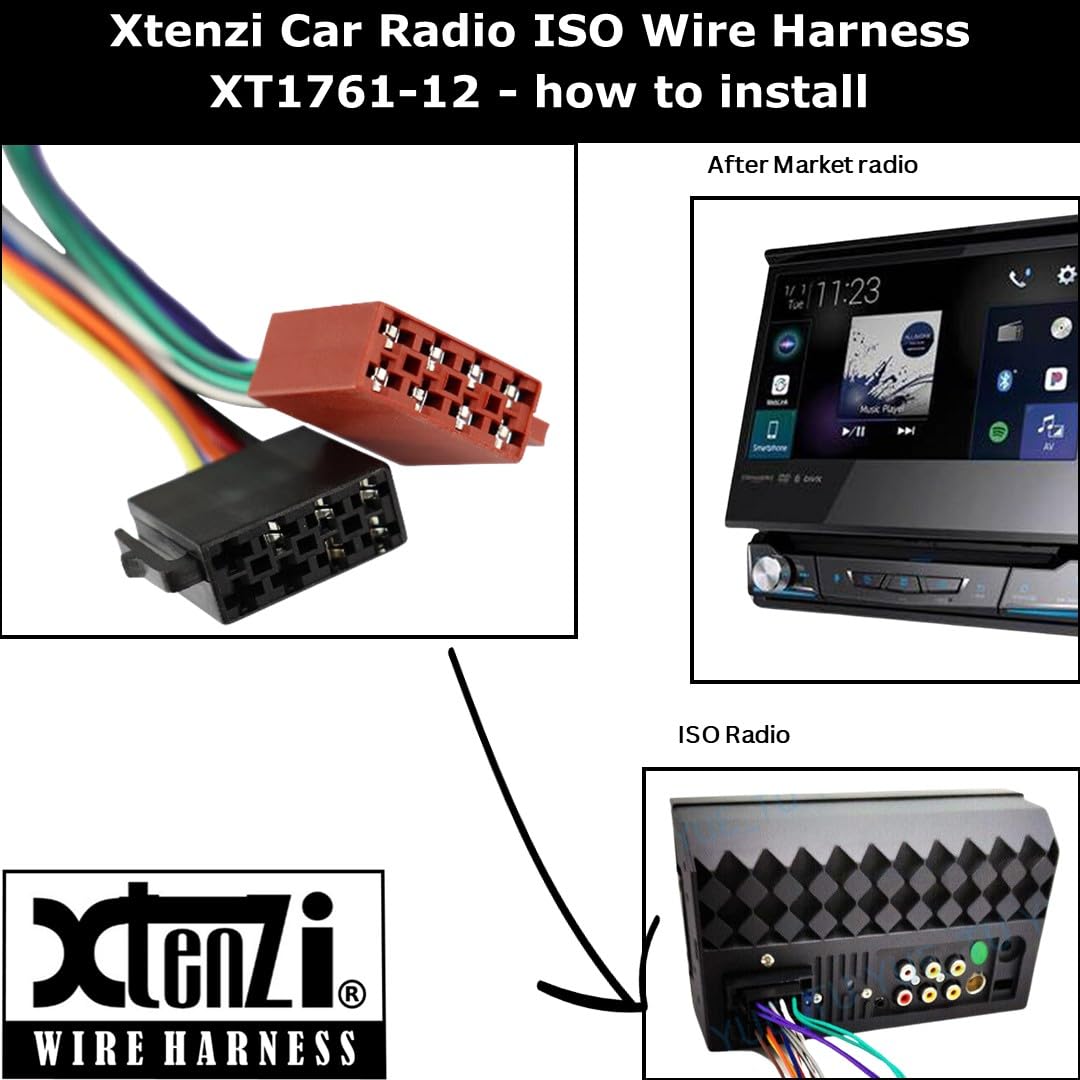Xtenzi Car Radio ISO Wire Harness Compatible with Toyota Tacoma 2005-2020, RAV4 1996-2009, Tundra 2004-2018 Subaru 2014-2019 Stereo Cable Plug XT1761-12