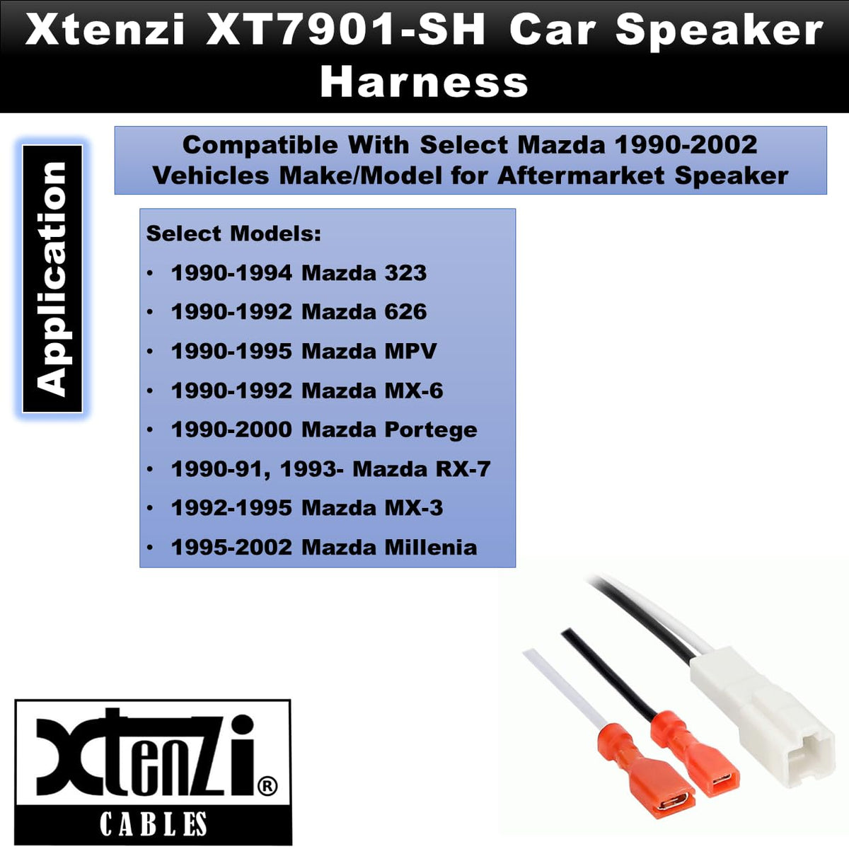 Xtenzi 2 Pair Car Speaker Harness Set Compatible with Mazda 1990-2002 Vehicles