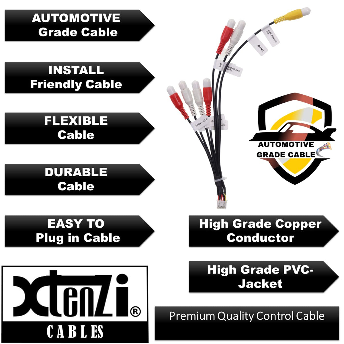 Xtenzi XT91920A RCA Cord Assembly Harness Car Audio Video Compatible with Pioneer DMH160BT, DMH1700NEX, DMH1770NEX, DMHW2700NEX, DMHW2770NEX