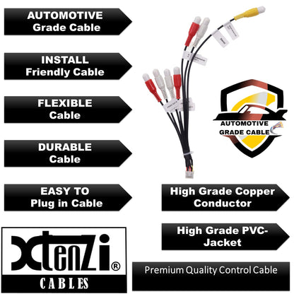 Xtenzi XT91920A RCA Cord Assembly Harness Car Audio Video Compatible with Pioneer DMH160BT, DMH1700NEX, DMH1770NEX, DMHW2700NEX, DMHW2770NEX