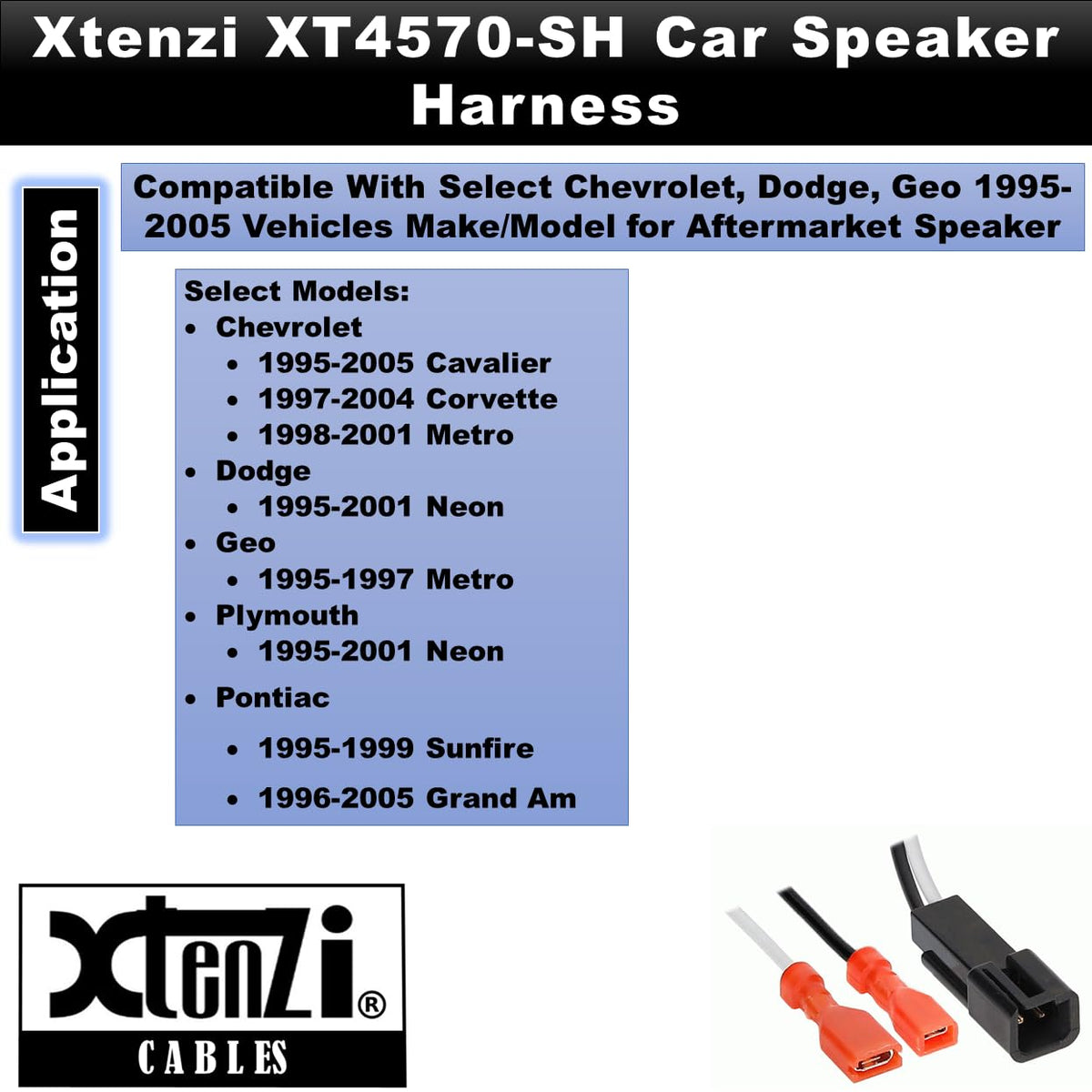 Xtenzi 2 Pair Car Audio Speaker Harness Set Compatible with Chevrolet, Dodge, Geo Vehicles