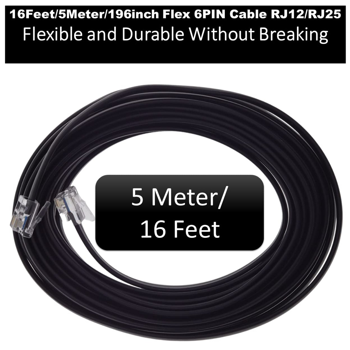 Xtenzi 6Pin Flex Cable XTFC Wire Accessory XT91626 for Amp Remote Bass Knob Compatible with JL Audio Slash POWERWEDGE MICROSUB A G E M-Series Amplifier
