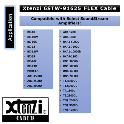 Xtenzi 6Pin Flex Cable XTFC Wire Accessory XT91625 for Amp Remote Bass Knob Compatible with Soundstream BX-10 BX-12 BX-15 BX-20Z BX-23Q Amplifier
