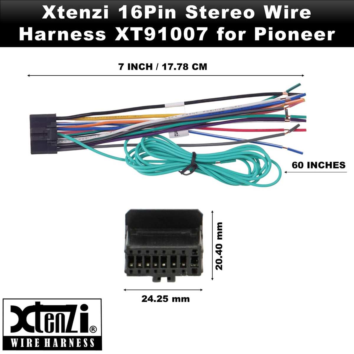 Xtenzi 16Pin Car Radio Power Wire Harness Connector Compatible with Pioneer AVICD3 AVICX940BT AVICX930BT AVICX9310BT AVICX920BT AVICZ120BT - XT91007