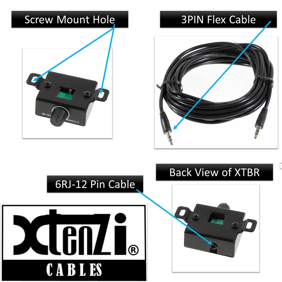Xtenzi Amplifier Remote Bass Volume Control Knob XTBR22 Compatible with Select Kicker CXA, CX, PXA Series Amplifiers