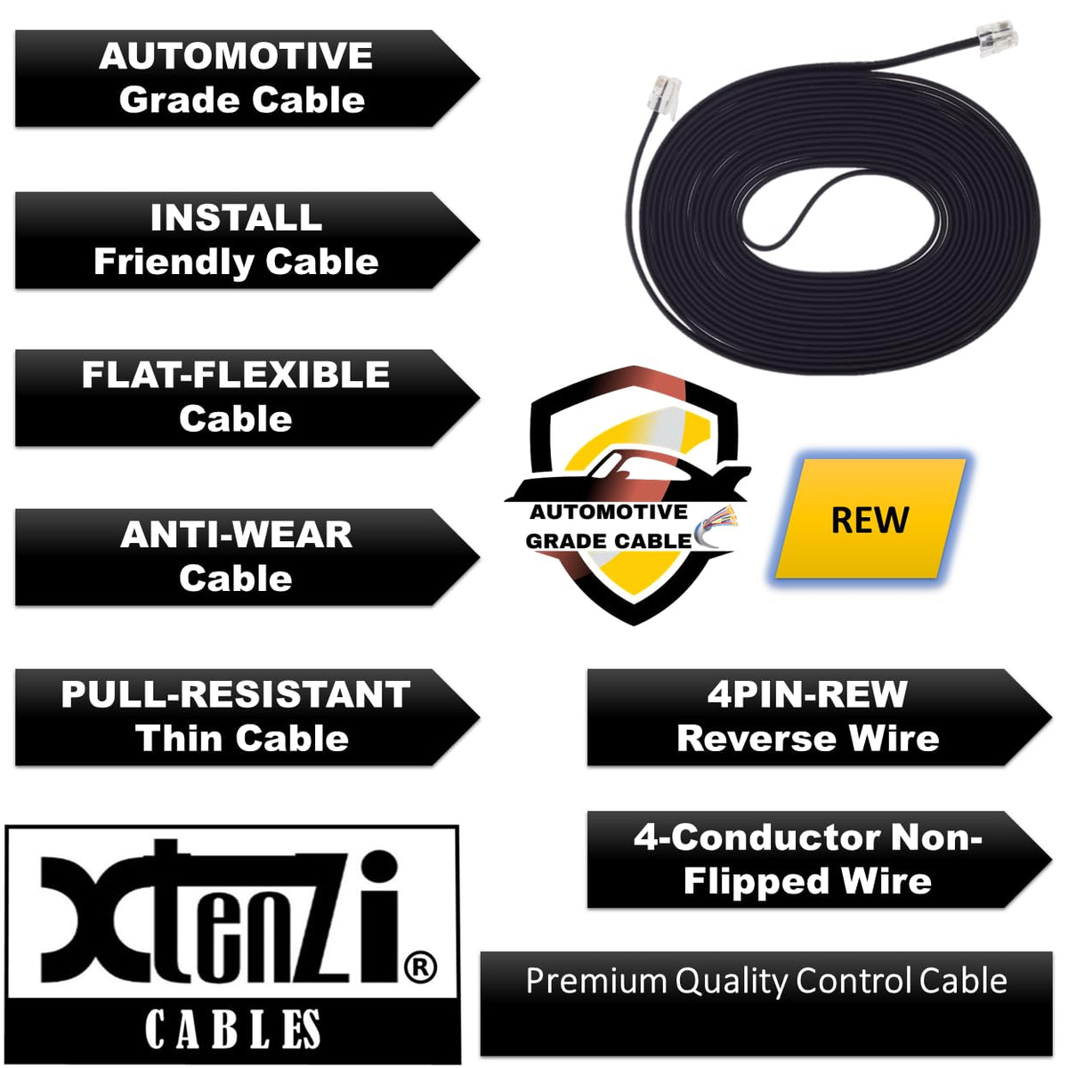 Xtenzi 4Pin Flex Cable XTFC Wire Accessory XT91656 for Amp Bass Remote Knob Compatible with Pioneer GM-D8704 GM-D9701 GM-D9705