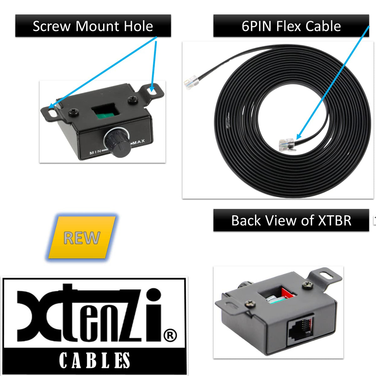 Xtenzi Amplifier Bass Volume Knob Control Remote XTBR5-BL Compatible with select Infinity JBL RBC BassPro