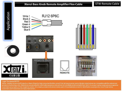Xtenzi 6Pin Flex Cable XTFC Wire Accessory XT91614 for Amp Remote Bass Knob Compatible with MTX XEBC XTL-EBC Amplifier