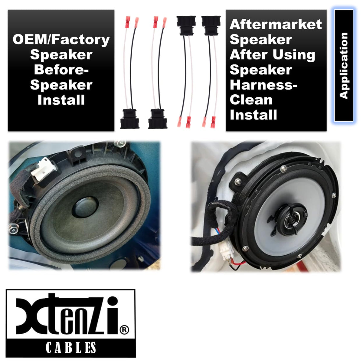 Xtenzi 2 Pair Car Speaker Harness Set Compatible with Volkswagen, Porsche Vehicles
