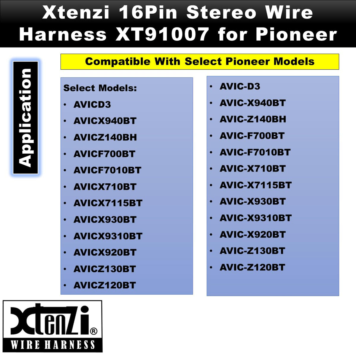 Xtenzi 16Pin Car Radio Power Wire Harness Connector Compatible with Pioneer AVICD3 AVICX940BT AVICX930BT AVICX9310BT AVICX920BT AVICZ120BT - XT91007