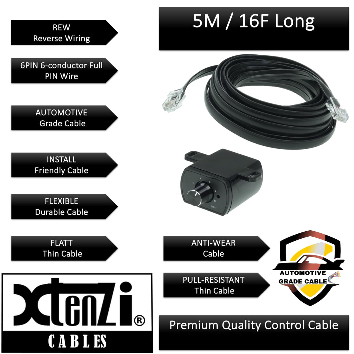Xtenzi Amplifier Bass Volume Knob Control Remote XTBR40 Compatible with Skar Audio Select Models: SKv2-1500.1D,SKv2-2500.1D,SKv2-3500.1D,SKv2-4500.1D,SK-2500.1D,SK-3500.1D,SK-4500.1D,