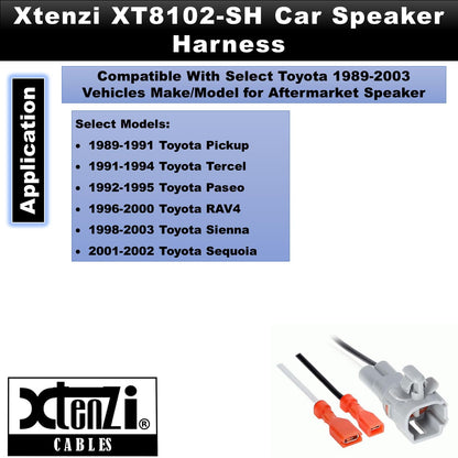 Xtenzi 2 Pair Car Speaker Harness Set Compatible with Toyota 1989-2003 Vehicles