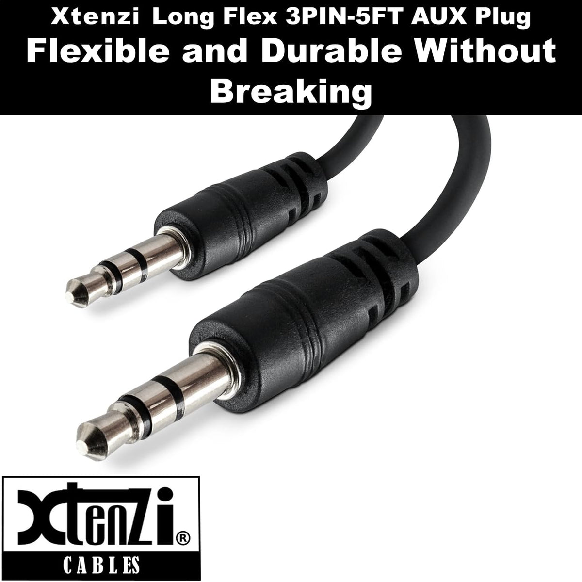 Xtenzi 3Pin Jack AUX Flex Cable Wire Accessory for Bass Remote Knob Compatible with Rockford Fosgate Prime PLC Amplifiers (5 Feet)
