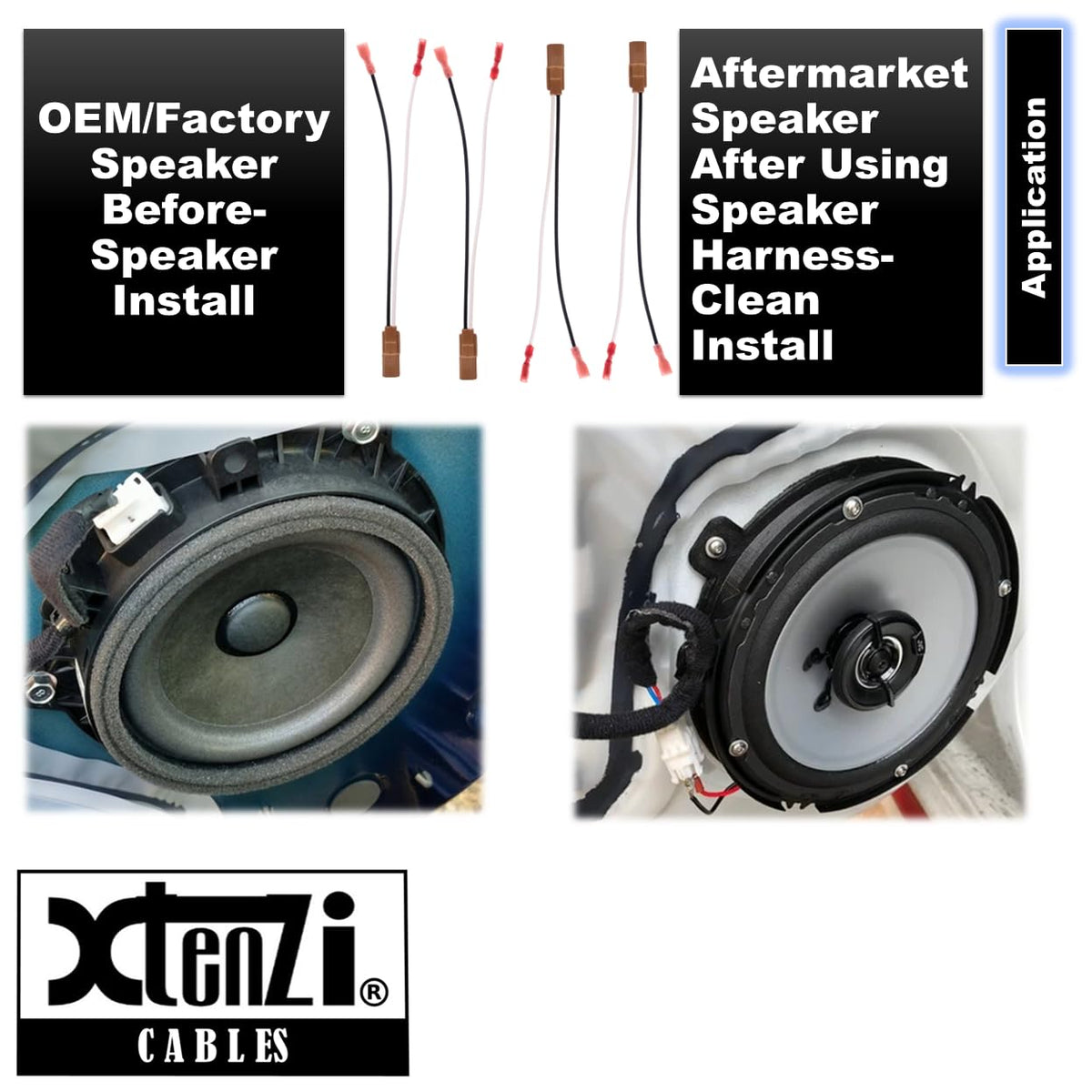 Xtenzi 2 Pair Car Speaker Harness Set Compatible with Nissan 1982-2018 Vehicles