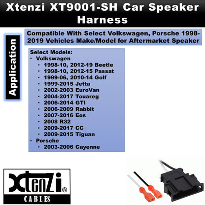 Xtenzi 2 Pair Car Speaker Harness Set Compatible with Volkswagen, Porsche Vehicles