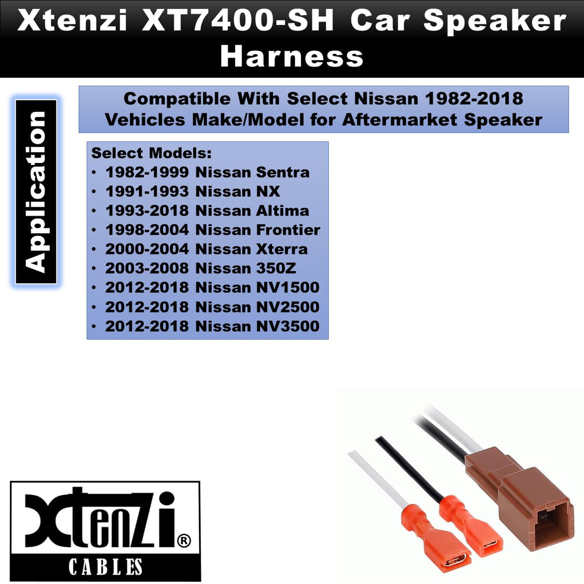Xtenzi 2 Pair Car Speaker Harness Set Compatible with Nissan 1982-2018 Vehicles