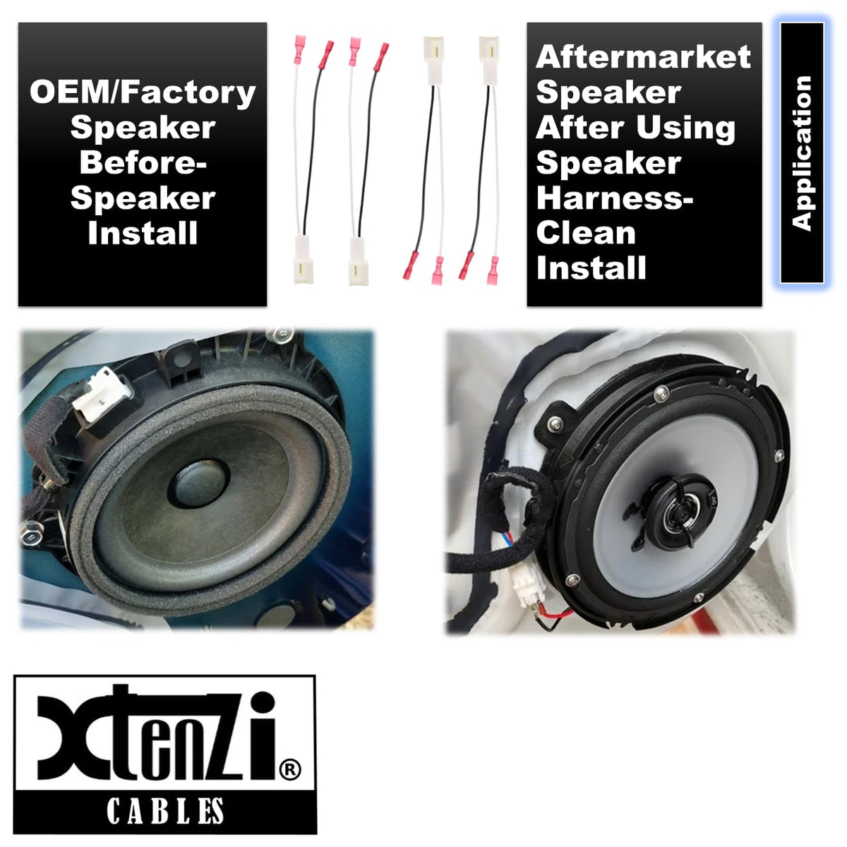 Xtenzi 2 Pair Car Speaker Harness Set Compatible with Chevrolet, Hyundai, Kia Vehicles