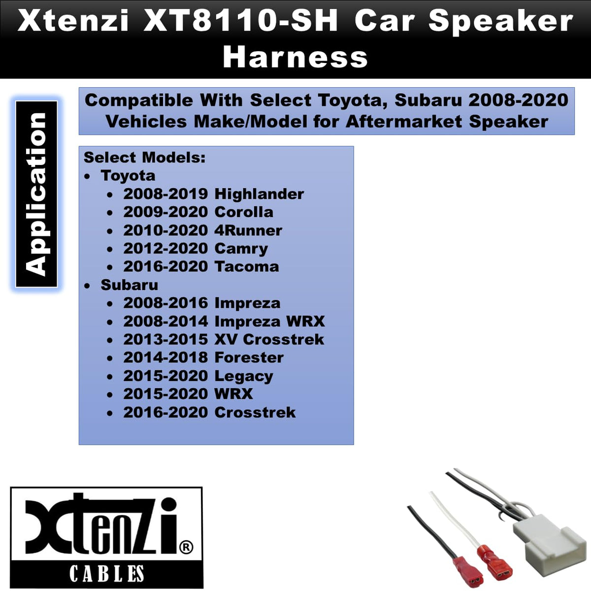 Xtenzi 2 Pair Car Speaker Harness Set Compatible with Toyota, Subaru 2018-2020 Vehicles
