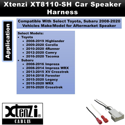 Xtenzi 2 Pair Car Speaker Harness Set Compatible with Toyota, Subaru 2018-2020 Vehicles