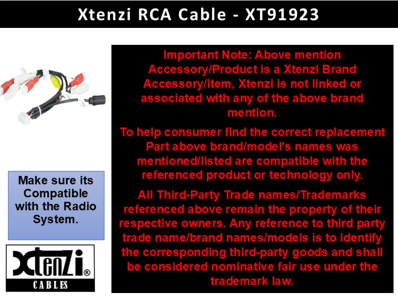 Xtenzi RCA Cord Assembly Harness XT91923 Compatible with Alpine ILXF409 ILXF411 Front Rear Sub with Camera