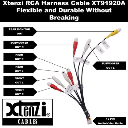 Xtenzi XT91920A RCA Cord Assembly Harness Car Audio Video Compatible with Pioneer DMH160BT, DMH1700NEX, DMH1770NEX, DMHW2700NEX, DMHW2770NEX