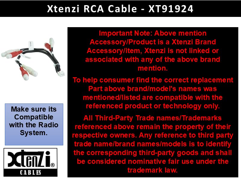 Xtenzi RCA Cord Assembly Harness XT91924 Compatible with Alpine ILXF57 ILXF509 ILXF511 Front/Rear/Sub-W