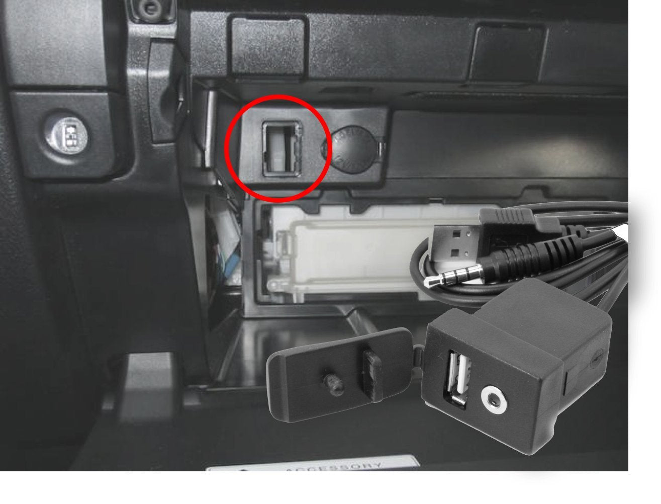 Xtenzi USB and 3.5mm A/V Rectangle Panel Jack Extension Cable Compatible with Select Toyota, Honda Models