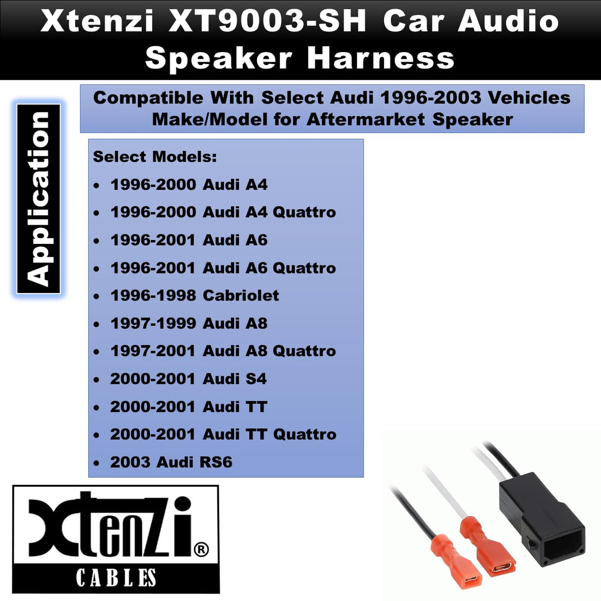 Xtenzi 2 Pair Car Speaker Harness Set Compatible with Audi 1996-2003 Vehicles