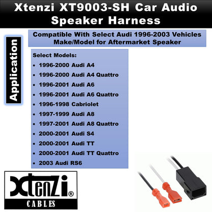 Xtenzi 2 Pair Car Speaker Harness Set Compatible with Audi 1996-2003 Vehicles