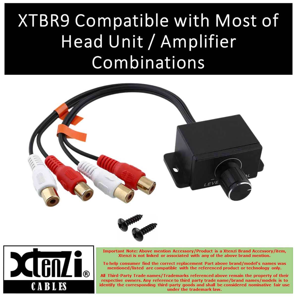 Xtenzi Amplifier Universal Bass Volume Knob Line Level Control Remote XTBR9-LC1